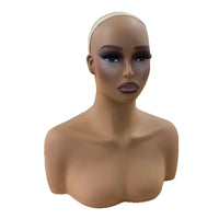 欧美仿真模特头假发拍照展示双肩黑人头模PVC扎针模型头MANNEQUIN