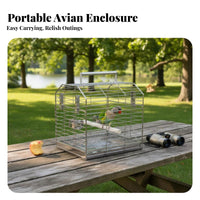 Stainless Steel Bird Enclosure Cage Rust-Resistant Portable Parrot Carrier Easy to Clean Portable Winged Transit Cage for Outdoor