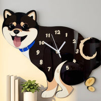 Shiba Inu Wall Clock Playful Dog Wall Clock Decorative for Living Room, Entryway
