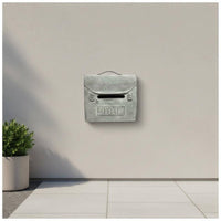 Gray Metal Mailbox Outdoor Use Vintage Post Box Embossed Design for Porch