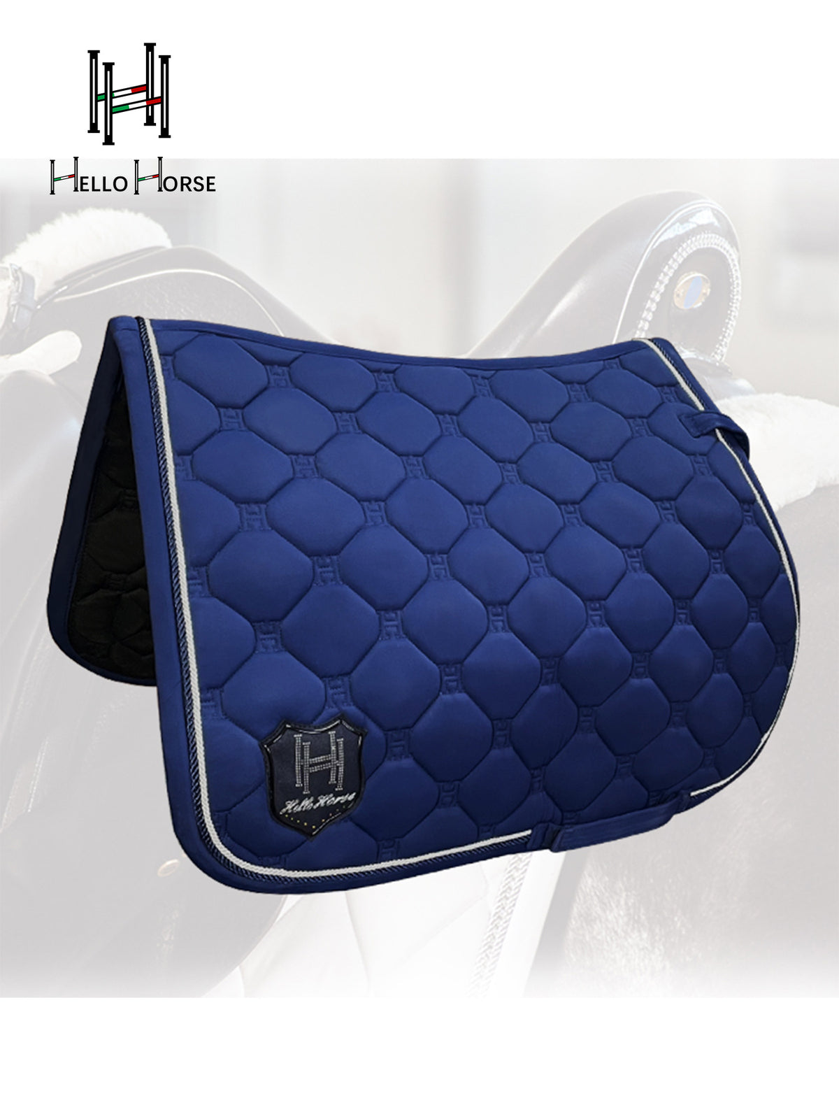 Hello Horse Equestrian Three-Piece Set: Saddle Pad, Ear Bonnet, Leg Wraps, Wear-Resistant and Anti-Slip, Matching Colors