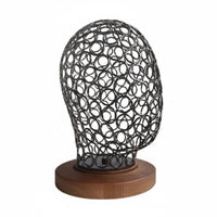 Hat Display Wooden Base Metal Head Mannequin Stand Antique Style Hat Display Head for Salon, Dresser Top