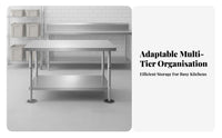 Easy to Clean Commercial Kitchen Workbench Heavy-Duty Commercial Food Prep Station Stainless Steel Prep Table Rounded Corners for Restaurant Employees, Home Cooks, Outdoor, Pantry, Garage, Laundry Room