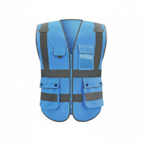Long-Lasting Reflective Safety Vest Lightweight Multi-Pocket Construction Vest Breathable Material High Visibility Clothing for Workers, Event Personnel, Warehouses