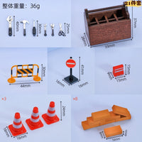 Dollhouse道路施工交通屋外公路路障场景 OB11模型拍摄道具21件套