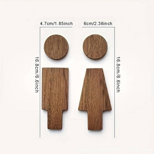 2 Pieces Wooden Toilet Sign Set Long-Lasting 3D Wood Toilet Symbols Easy To