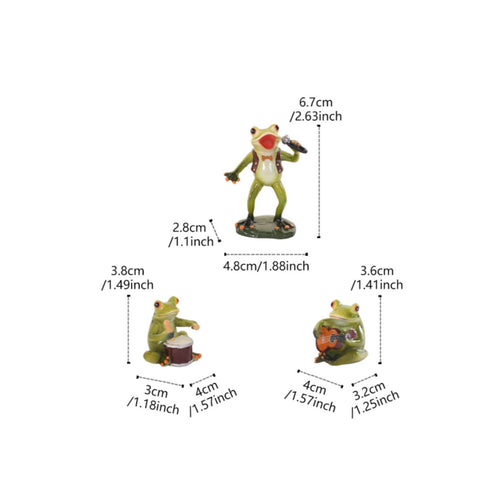 3 Pieces Frog Band Figurine Set Bright Colors Musical Frog Statues Detailed Craftsmanship Garden Decoration for Balcony