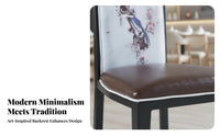 Upholstered Highrear Chair New Chinese Design Aesthetic Dining Seat Padded Padding Sturdy Frame for Hotel Managers, Banquet Hall