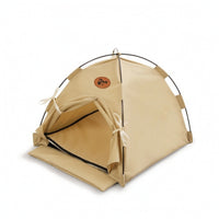 Semi-Enclosed Cat Tent Cushioned Cat Bed with Cushion Cozy Pet Teepee Indoor for Cats, Small Pets, Balcony