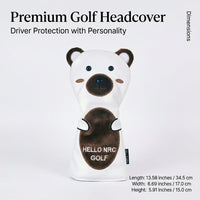 Golf Driver Head Covers for Golfers, Cartoon Bear Design Headcover for Course, PU Leather Protective Gear for Wood Clubs