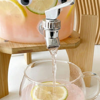 2300ml Glass Cold Drink Dispenser with Wooden Stand, Hammered Texture Glass Water Pitcher, High Temperature Resistant Cold Water Pitcher for Home