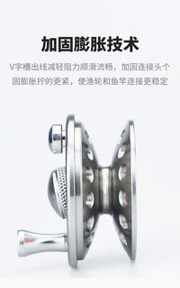 金飚王CNC全金属中通轮可改装鱼竿手竿中通竿走内线八型V槽带协力