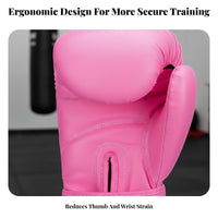 2 Pieces Long-Lasting PU Leather Boxing Gloves Wrist Support Muay Thai Gloves Thick Padding Combat Sports Equipment Secure Hook-and-Loop Fastener Closure for Beginners, Women, Young Athletes, Training, Sparring, Gym