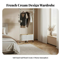 Rolling Clothes Rack with Storage Bin Space-Saving for Bedroom, Students, Adults