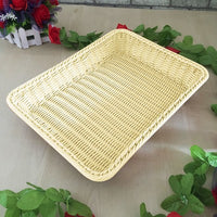 Rectangular Food Serving Basket Rectangular Woven Basket Easy to Clean Imitation Rattan Tray for Hotels, Supermarket, Tabletop, Buffet Display