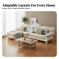 Corner Sofa with Chaise European design L-Shaped Chaise Lounge Removable and cleanable slipcovers Living Room Furniture for Families, Homeowners, Home