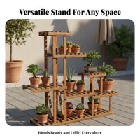 Sturdy & Stable Multi-Tier Plant Stand Space-Saving Multi-Tier Wooden Plant Stand Solid Wood Wooden Flower Pot Rack Easy Assembly for Gardeners, Outdoor, Patio, Balcony, Living Room