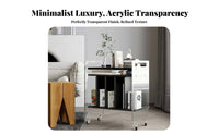 2-Tier Clear Rolling Stand Light Luxury Artistic Look Mobile Furniture Transparent Look Transparent Design for Living Room