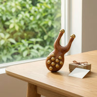 Handheld Frog Massage Tool Compact Wooden Massager with Brass Balls Manual Acupoint Presser Portable for Travel