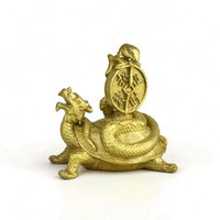 Mythical Beast Figurine with Disc Chinese Ornament with Base Compact