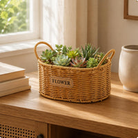 Rattan Woven Basket Oval Flower Basket Multiuse