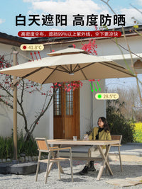 Outdoor Roman Umbrella with Solar Light Strips, Manual Lift, Iron Frame