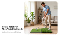 Two Pile Heights Two-sidedSided Golf Mat Layered Design Golf Practice Mat Rectangular