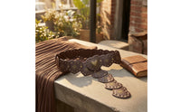 Leather Belt with Hearts Vintage-Inspired Heart Chain Belt Gold-Tone Decorative for Women, Parties, Festivals