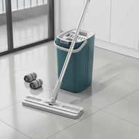 Hands-Hands-Scrape Flat Mop Built-in Squeegee Self-Wringing Mop and Container