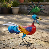 Garden Cockerel Statue Glossy Metal Surface Cockerel Statue Iron Chicken Ornament for Patio