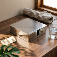 Stainless Steel Tissue Box Decorative Square Tissue Box Thickened Napkin Dispenser for Hotel