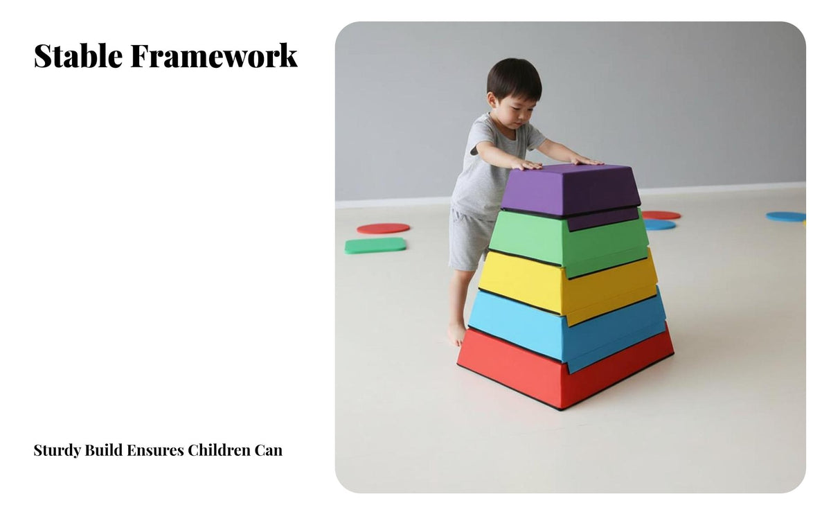 5 Pieces Stackable Sections Soft Trapezoid jump box configurable Design jump boxing Box Gymnastics Trainer for Children, Preschoolers, Kindergarten, bodily Education session, multisensory Training Room, Gymnasium