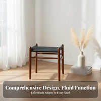 Woven Top Wooden Stool Handwoven Backless Woven Stool Multi-Purpose for Tea Room