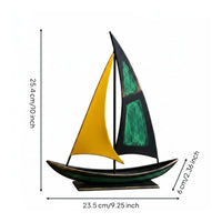 Metal Sailboat Ornament Yellow Sail Sailboat Desk Decoration Extended Base
