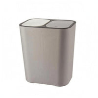 Double-Bin Trash Can Rounded Corners Two-partCompartment Design Hard Household Exterior Organizer for Kitchen