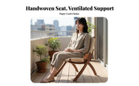 Wabi-Sabi aesthetic Folding Rope Chair Japanese Inspired Woven Rope Armchair Foldable Design Household Furniture Minimalist Aesthetic for Apartment Dwellers, Homeowners, Readers, Balcony, Living Room, Bedroom, Lounge Area
