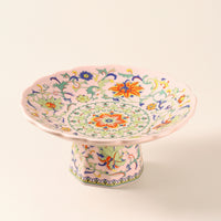 Ceramic Pedestal Plate Decorative Footed Dessert Plate Compact Ceramic Dessert Stand for Hosts, Afternoon Tea, Sideboard