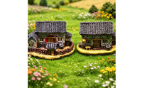 Miniature House with Yard Compact Figurines Resin for Dioramas, Hobbyists