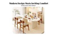 Multi-Functional Cream Design Dining Table Stable Structure Oval Pedestal Dining Table Easy to Clean Spacious Tabletop for Small Apartment Dwellers, Families, Homeowners, Living Room, Kitchen, Gatherings