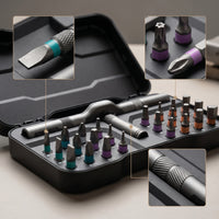 Ratchet Screwdriver Kit Ratcheting S2 Steel Portable Tool Case Interchangeable Bits