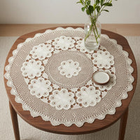 Round Lace Tablecloth Bohemian Style Crochet Tablecloth Washable