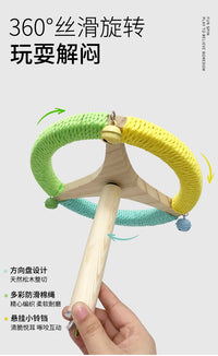 Wooden Parrot Toy with Spinning Wheel and Perch