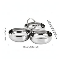Snack Dish with Carrying Handle Food-Grade 3-in-1 Snack Plate Compact for Hosts