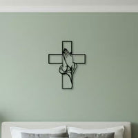 Praying Hands Cross Minimalist Metal Prayer Cross Vertical Praying Hands Wall Art