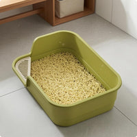 Semi-Enclosed Litter Box Low Entry Uncovered Top Feline Litter Box Slotted