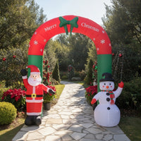 Christmas Inflatable Arch Festive Christmas Arch with Santa and Snowman Large Stable for Yard, Courtyard