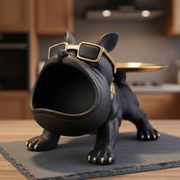 Canine Key Holder Ornament Light Luxury Design French Canine Statue Tray Multi-Functional Dog Figurine Key Holder for Entryway, Housewarming, Desktop