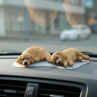 Cute Dog Car Ornament Realistic Feature Mini Dog Dashboard Decoration Stable
