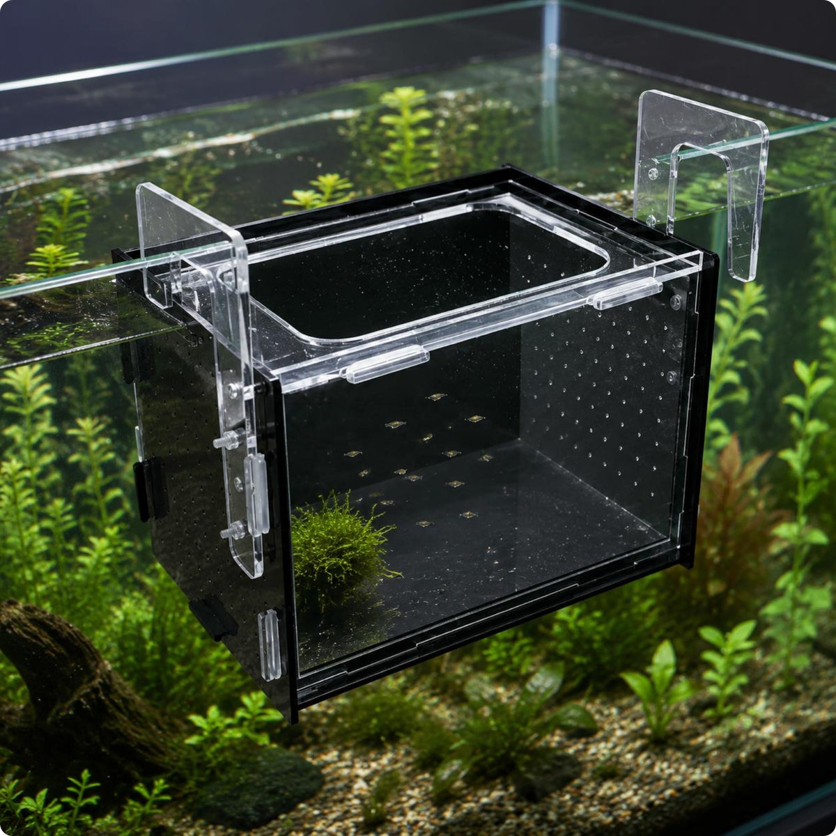 Acrylic Aquarium Isolation Box Transparent Perforated Aquatic Pet Separator Box