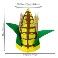 Corn Cob Hat Straw Fringe Felt Corn Hat Green Leaf Accents